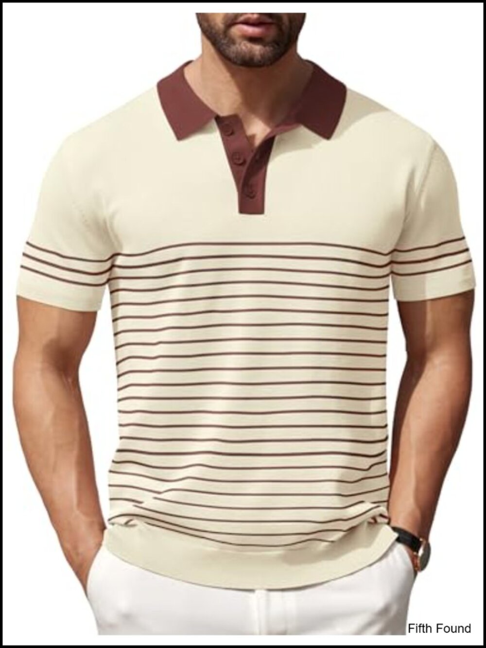 Men's Knit Polo Shirt Short Sleeve Button Down Casual Golf Top